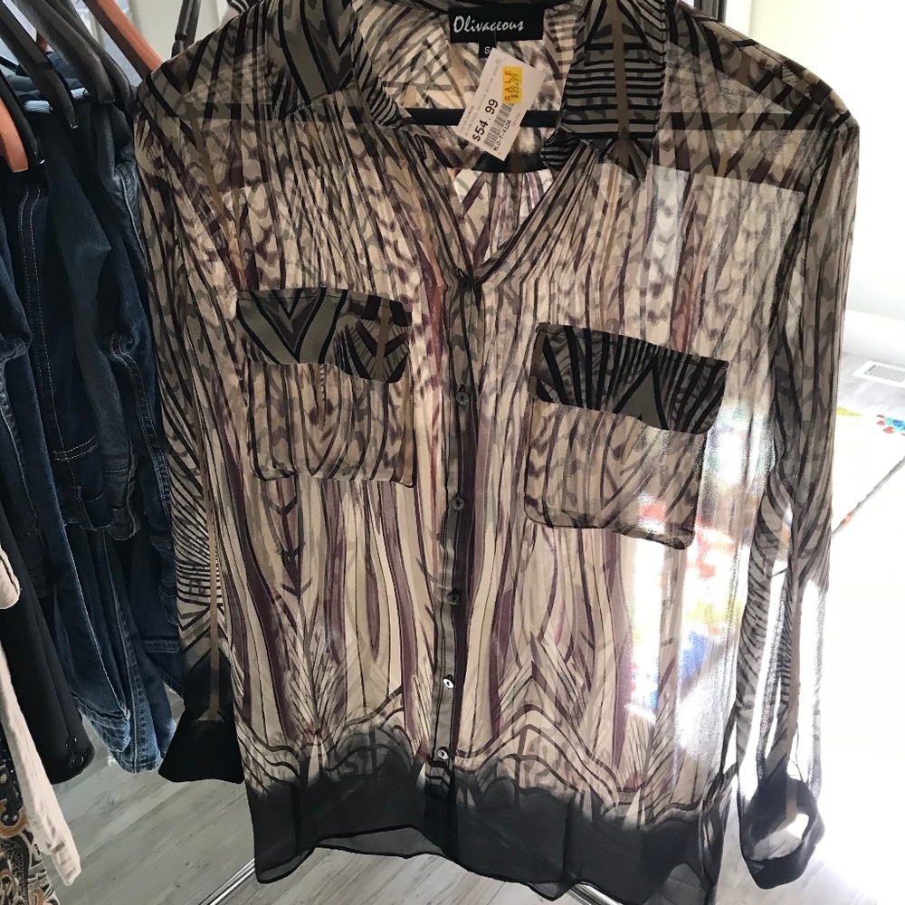 Sheer multi-colored blouse